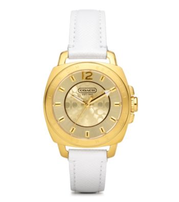 COACH WHITE BOYFRIEND SMALL STRAP WATCH