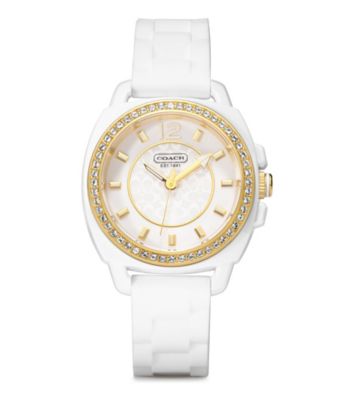 COACH WHITE BOYFRIEND SILICON RUBBER STRAP WATCH
