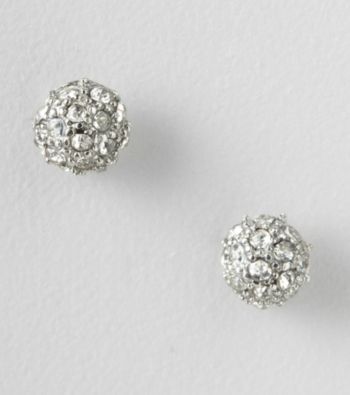 BT-Jeweled Silvertone Pave Post Earrings