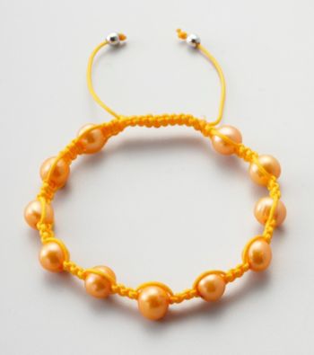 Designs by FMC Freshwater Tangerine Pearl Macrame Adjustable Bracelet, 8MM Beads