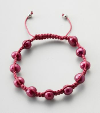 Designs by FMC Freshwater Raspberry Pearl Macrame Adjustable Bracelet, 8MM Beads