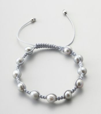 Designs by FMC Freshwater Grey Pearl Macrame Adjustable Bracelet, 8MM Beads