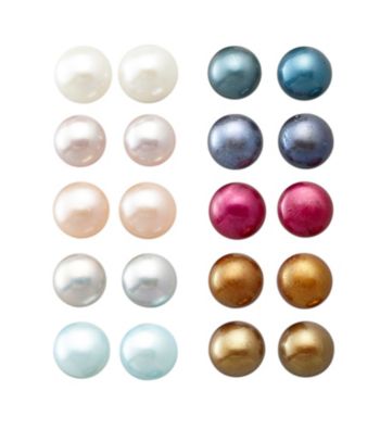 Designs by FMC Sterling Silver 5-6MM Freshwater Cultured Pearl Stud Earrings - Set of 10