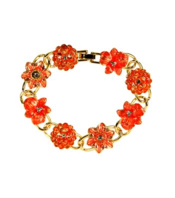 Napier® Boxed Goldtone and Coral Floral Line Bracelet