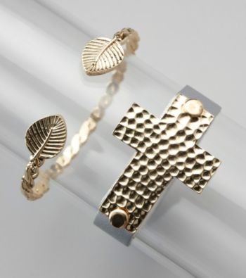 Erica Lyons® Goldtone and Grey Two Bracelet Set