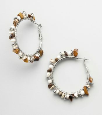 Erica Lyons® Sahara Brown Multi Beaded Hoop Earrings