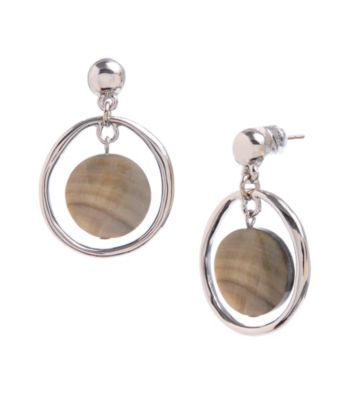 Kenneth Cole® Silvertone Shell Bead Orbital Earrings