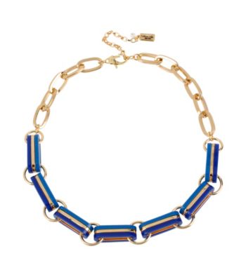 Kenneth Cole® Goldtone and Blue Oval Link Frontal Necklace