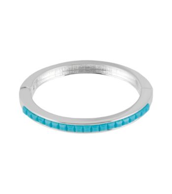 Kenneth Cole® Turquoise and Silvertone Hinged Bangle Bracelet