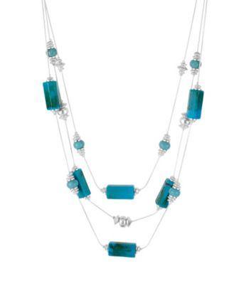 Kenneth Cole® Turquoise and Silvertone Geometric Bead Illusion Necklace
