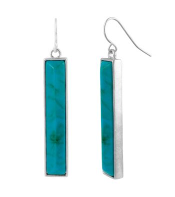 Kenneth Cole® Turquoise and Silvertone Rectangle Drop Earrings