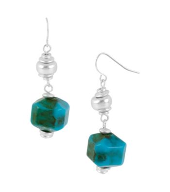 Kenneth Cole® Turquoise and Silvertone Geometric Bead Drop Earrings