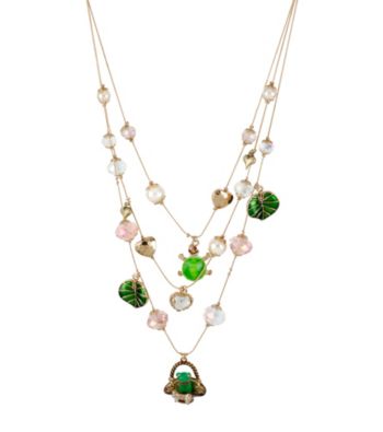 Betsey Johnson® Goldtone Frog Basket Multi Charm Illusion Necklace