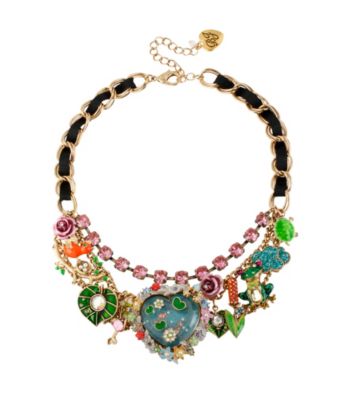 Betsey Johnson® Goldtone Fish Pond Heart Multi Charm Frontal Necklace