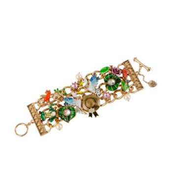Betsey Johnson® Goldtone Hat and Pelican Multi Charm Width Toggle Bracelet