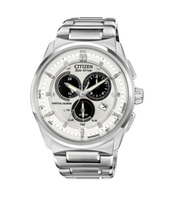 Citizen® Silvertone and White Men's Eco-Drive Watch