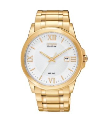 Citizen® Goldtone and White Men's Eco-Drive Watch