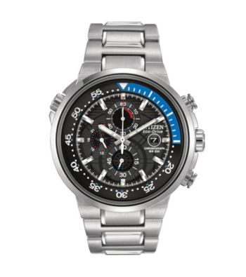 Citizen® Silvertone and Blue Men's Endeavor Eco-Drive Watch