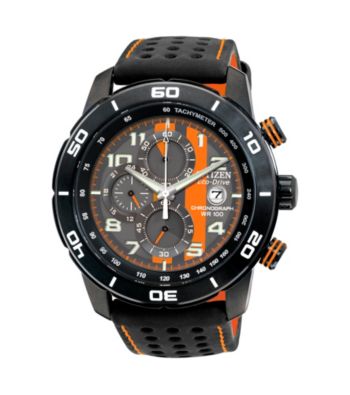 CitizenÂ® Black with Orange Men's Adrenaline Eco-Drive Watch