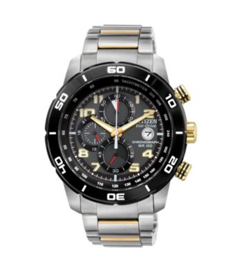 Citizen® Silvertone and Yellow Men's Adrenaline Eco-Drive Watch