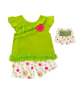 Baby Essentials® Baby Girls' Lime 2-pc. Dot Ruffle Shorts Set