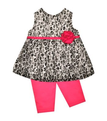 Baby Essentials® Baby Girls' Black/Pink 2-pc. Leopard Lace Capri Set