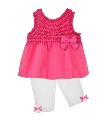 Baby Essentials® Baby Girls' Pink/White 2-pc. Ruffle Capri Set