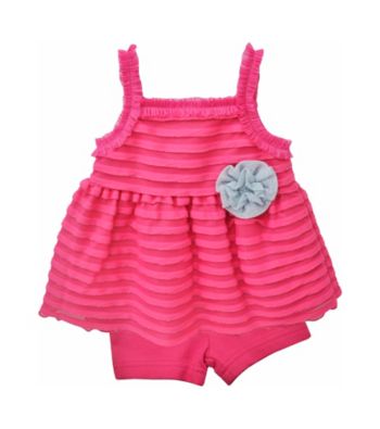 Baby Essentials® Baby Girls' Pink 2-pc. Ruffle Bike Shorts Set