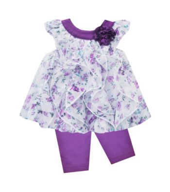 Baby Essentials® Baby Girls' Purple 2-pc. Floral Capri Set