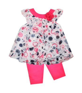 Baby Essentials® Baby Girls' Pink 2-pc. Cascade Capri Set