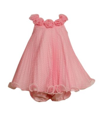 Bonnie Jean® Baby Girls' Pink Crystal Pleated Dot Dress