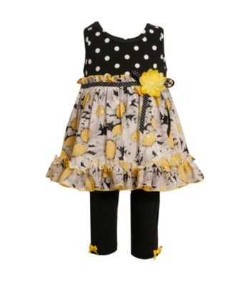 Bonnie Jean® Baby Girls' Black/Yellow Daisy Leggings Set