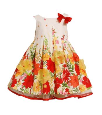 Bonnie Jean® Baby Girls' Orange Floral Poplin Dress
