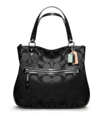 COACH POPPY SIGNATURE SATEEN HALLIE EW TOTE