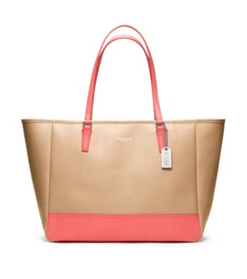 COACH SAFFIANO MEDIUM COLORBLOCK CITY TOTE