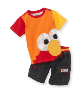 Sesame Street® Boys' 2T-4T Orange 2-pc. Elmo Face Shorts Set