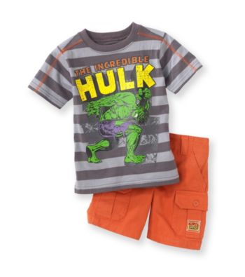 Marvel® Boys' 2T-4T Grey/Orange 2-pc. Hulk Shorts Set