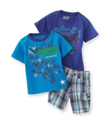 Nannette® Boys' 2T-7 Blue/Purple 3-pc. Moto Cross Shorts Set