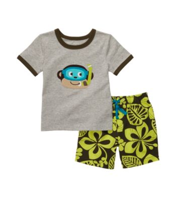 Carter's® Boys' 2T-4T Grey 2-pc. Monkey Shorts Set