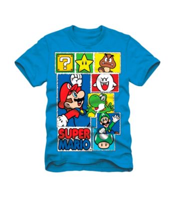 Super Mario Bros. Boys' 4-7 Blue Short Sleeve Multi-Character Box Tee