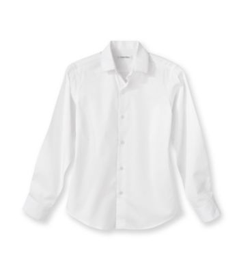 Calvin Klein Boys' 8-20 White Long Sleeve Textured Woven Dress Shirt