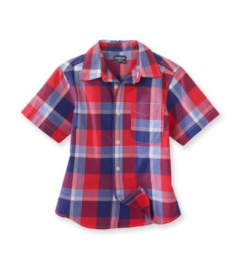 OshKosh B'Gosh® Boys' 4-7 Red/Navy Short Sleeve Large Plaid Woven