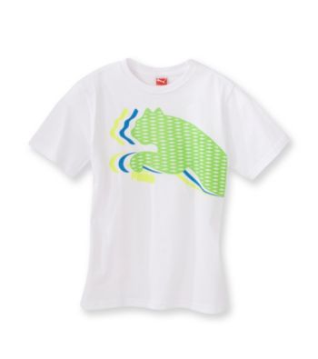 PUMA® Boys' 2T-20 White Short Sleeve Triple Cat Tee