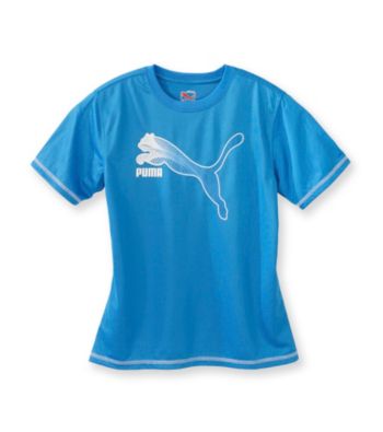 PUMA® Boys' 8-20 Blue Short Sleeve Cat Grid Tee