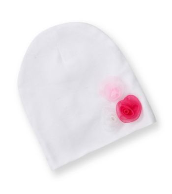 Carter's® Baby Girls' White Beanie with Flowers