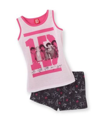 One Direction Girls' 4-14 Pink/Black Signature Pajama Set