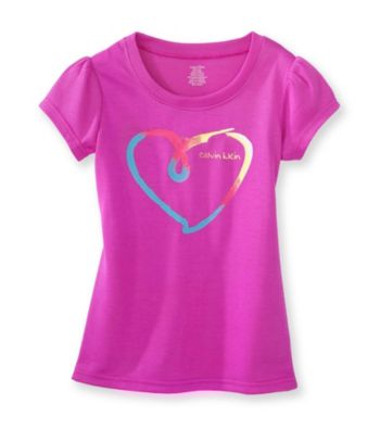 Calvin Klein Girls' 5-16 Purple Heart Pajama Top
