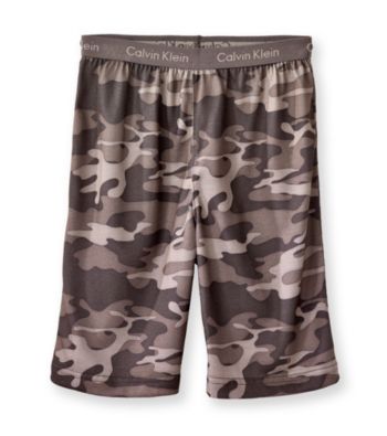 Calvin Klein Boys' 5-16 Green/Olive Camo Print Pajama Shorts