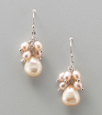 Genuine Freshwater Pearl Cluster Drop Earrings