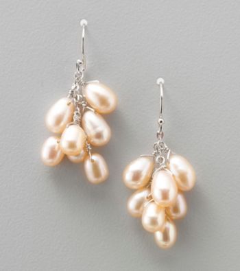 Genuine Freshwater Pearl Cluster Drop Earrings